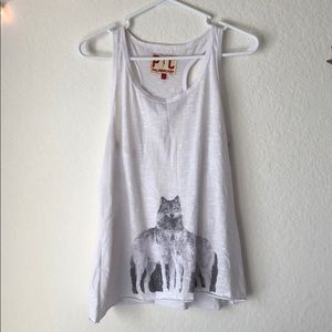 White Racerback wolf tank top